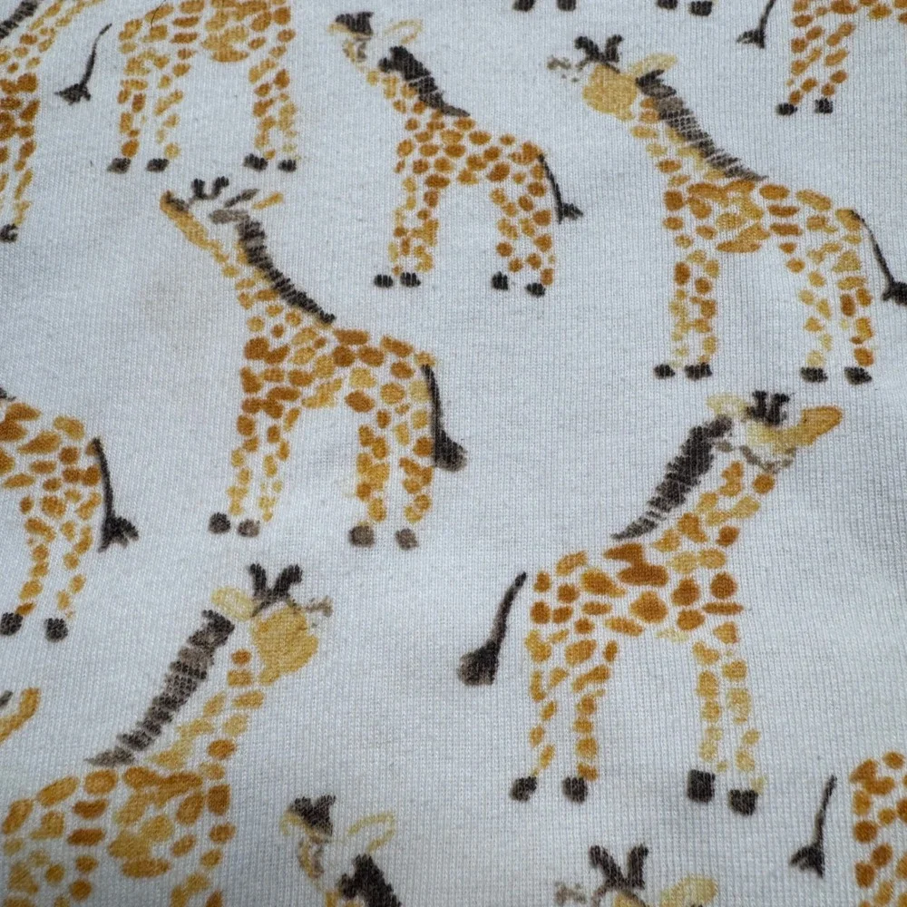 Burts Bees Kids Giraffe Print Organic Cotton Pajama Set White Gray 4T Snug Fit